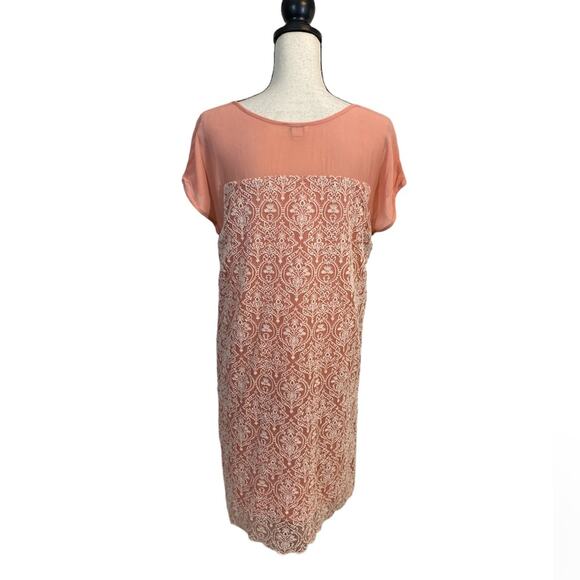 Sundance Coral Rose Palace Embroidered Shift Dress Size Large - Picture 2 of 11